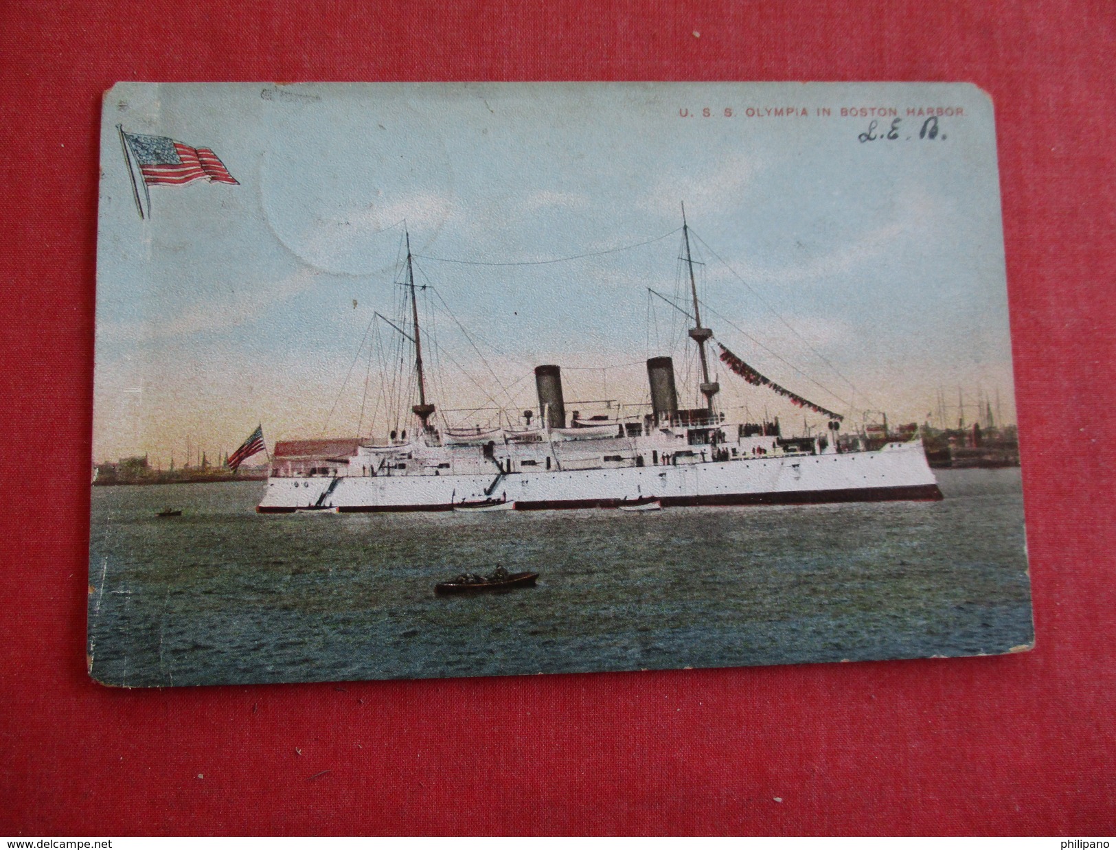 USS Olympia In Boston Harbor  Ref 2784 - Guerra