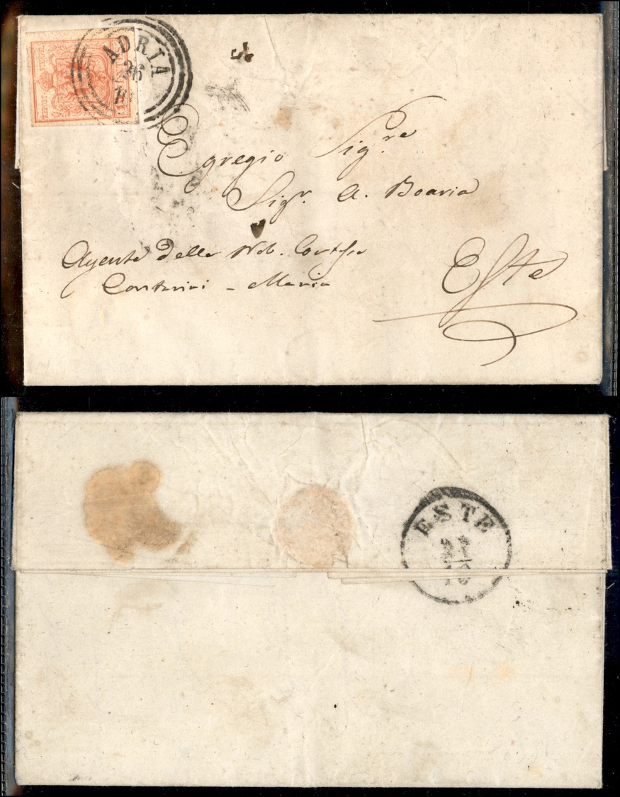 10010 LOMBARDO VENETO - 15 Cent Rosso Chiaro (6a) Su Lettera Da Adria (C3) A Este Del 26.10.1853 - Sonstige & Ohne Zuordnung