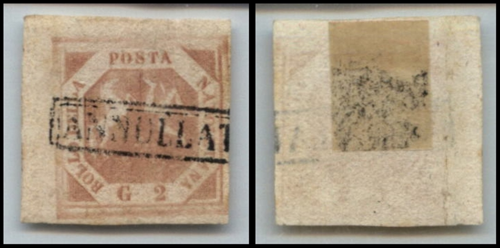 10093 NAPOLI - 1858 - 2 Grana Rosa Brunastro (5c) Angolo Di Foglio Posizione 1 - Usato - Autres & Non Classés