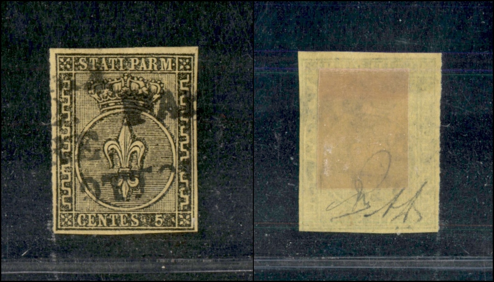10122 PARMA - 1852 - 5 Cent Giallo (1a) Con Diverse Impressioni In Stampatello (265) - Other & Unclassified