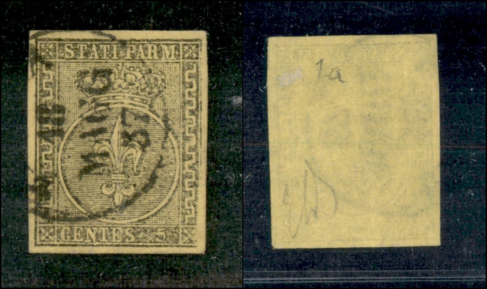 10123 PARMA - 1852 - 5 Cent Verdino (1b) Con Stampa Sgranata A Destra - Molto Bello - Diena (325+) - Other & Unclassified