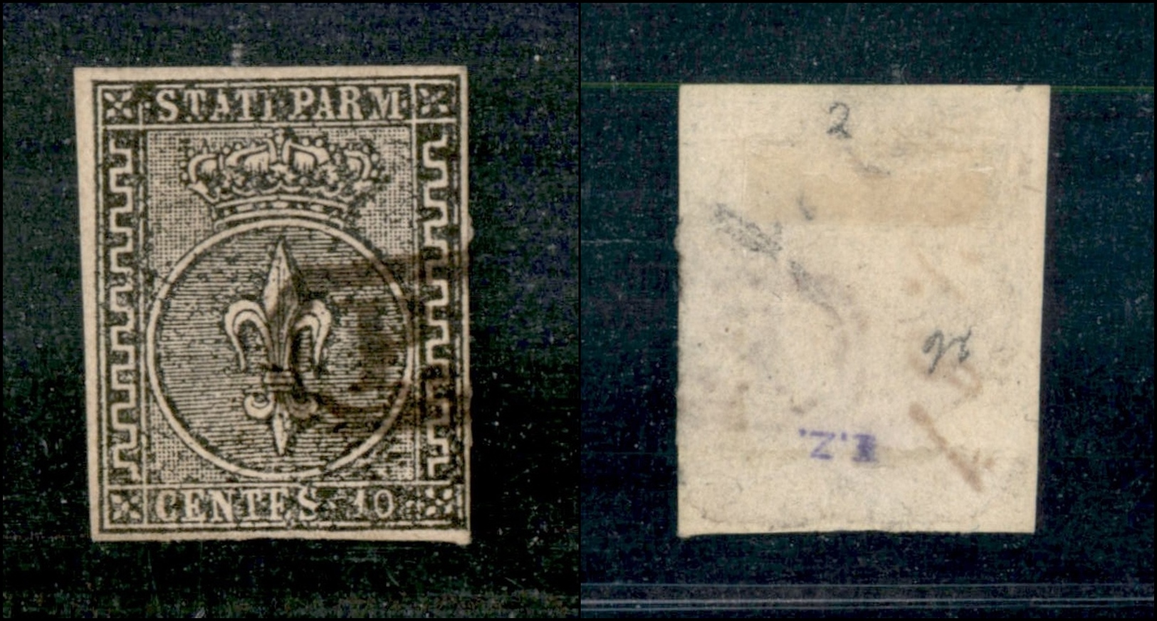 10128 PARMA - 1852 - 10 Cent Bianco (2) Con PD Come Unico Annullatore - Perfetto (265) - Other & Unclassified