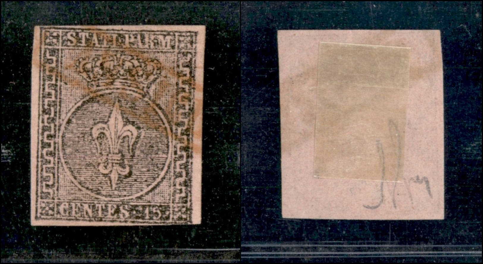 10129 PARMA - 1852 - 15 Cent Rosa (3) Annullato Assicurata (rosso) - Margini Perfetti - Other & Unclassified