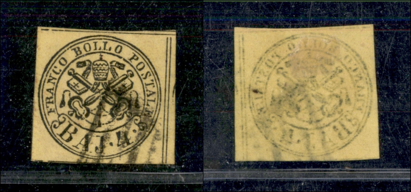 10153 PONTIFICIO - 1864 - 4 Baj Giallo (5A) Decalco - Usato - Other & Unclassified