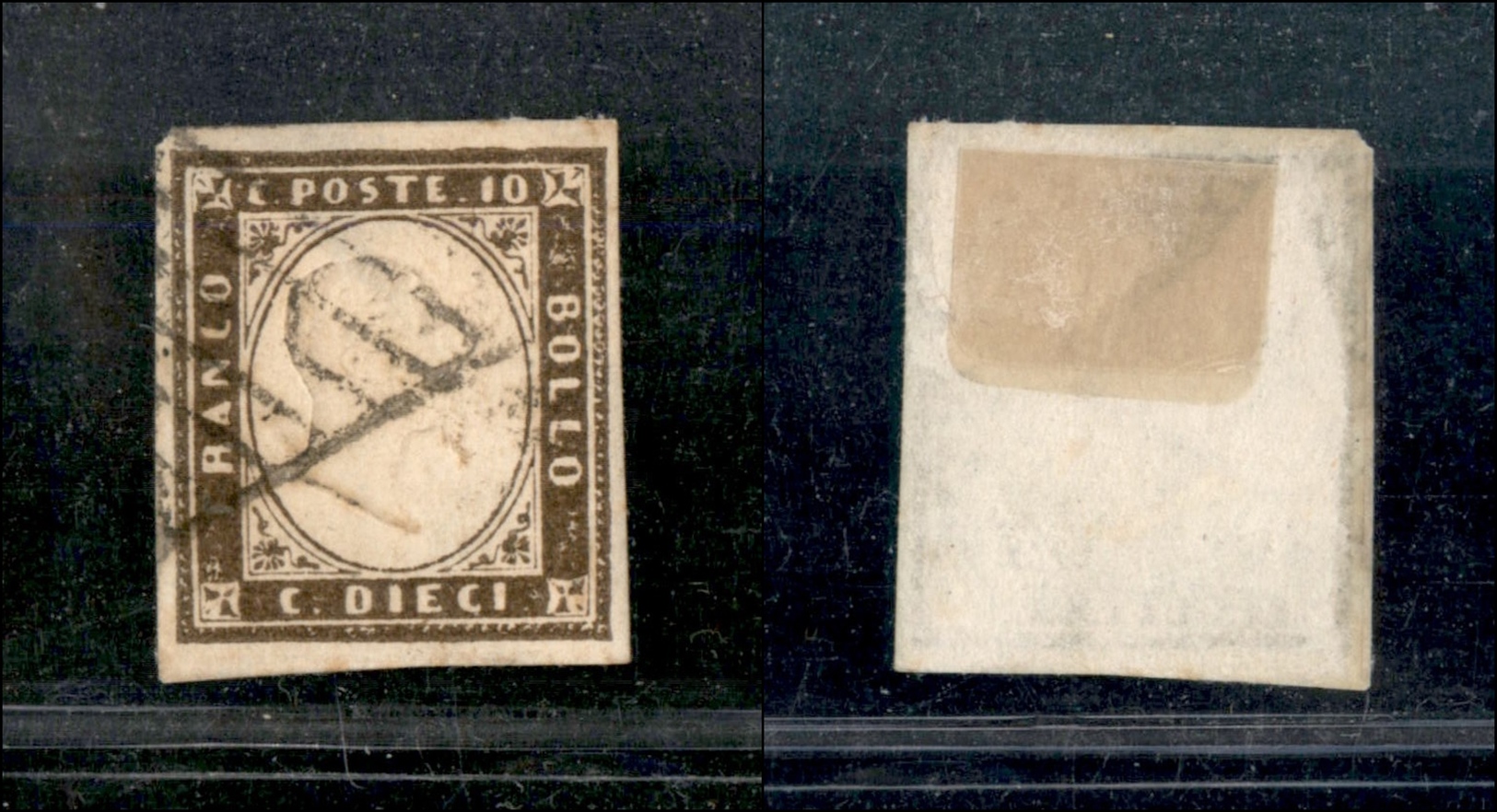 10207 SARDEGNA - 1860 - 10 Cent Bruno Grigio (14Be) Usato (1.100) - Autres & Non Classés