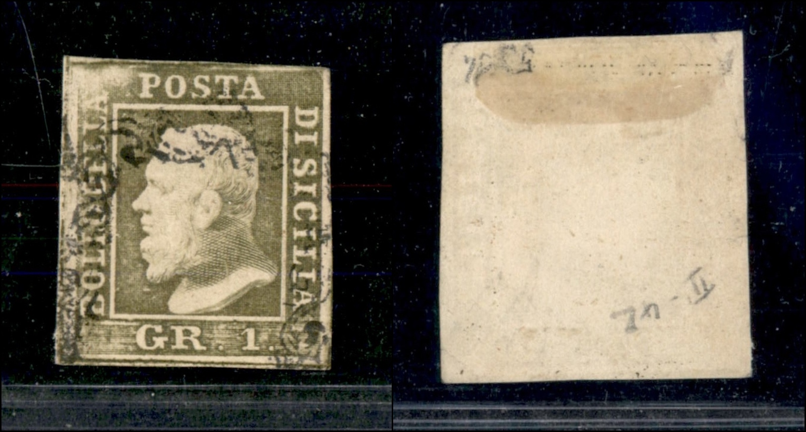 10235 SICILIA - 1859 - 1 Grano Oliva Grigiastro (4) Usato (300) - Autres & Non Classés