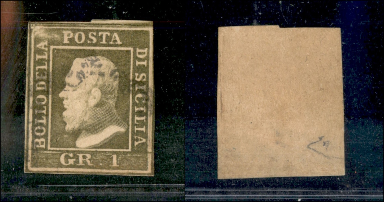 10239 SICILIA - 1859 - 1 Grano Oliva Grigiastro (4c) Usato (375) - Autres & Non Classés