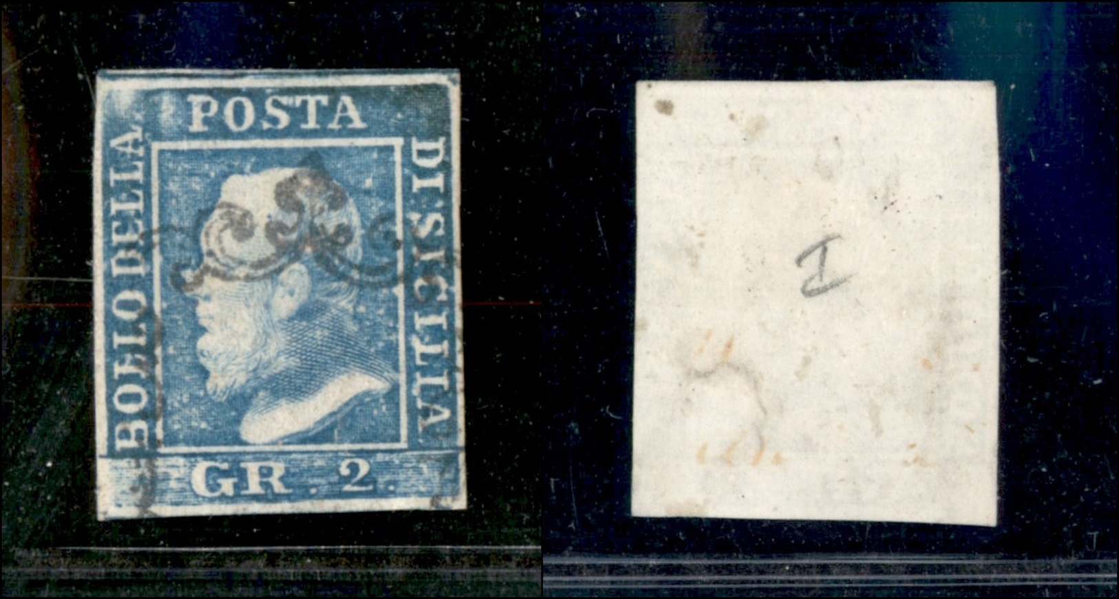 10247 SICILIA - 1859 - 2 Grana Azzurro (6) Usato (220) - Other & Unclassified