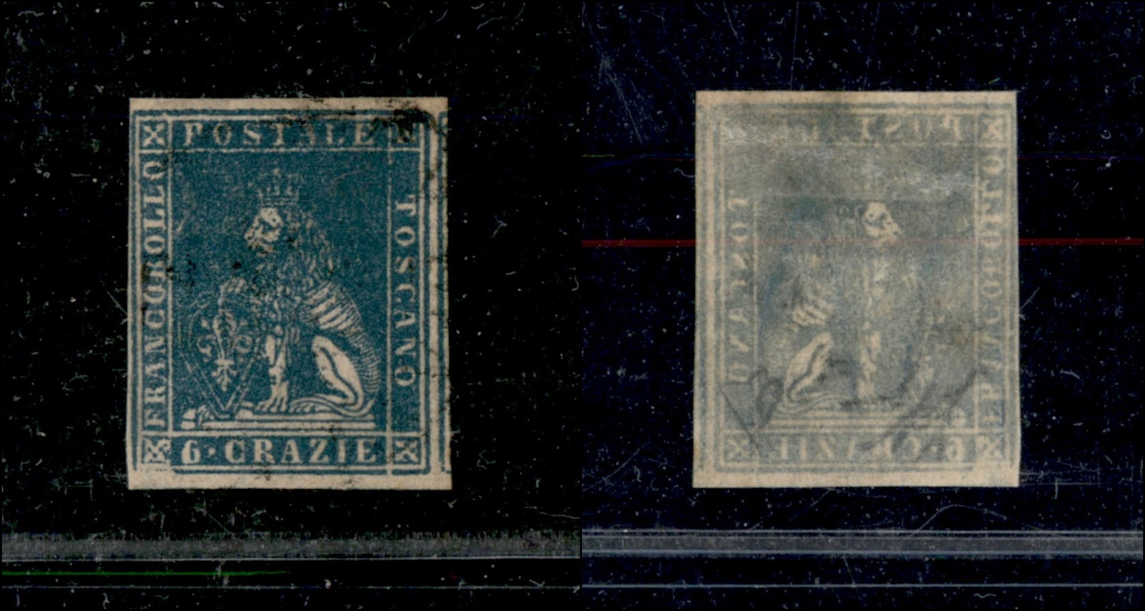 10307 TOSCANA - 1857 - 6 Crazie Azzurro Cupo (15b) -stampa Oleosa - Usato (425) - Autres & Non Classés