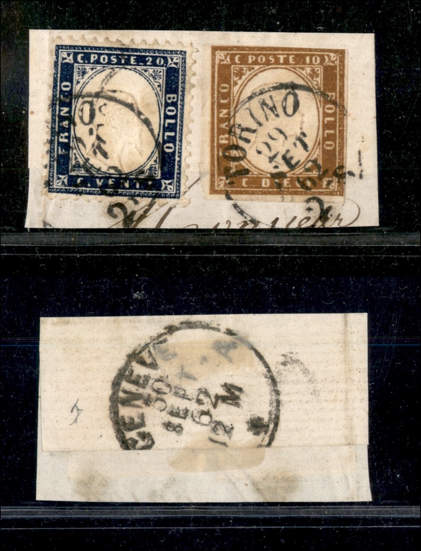 10357 REGNO - 1862 - 20 Cent (2) + 10 Cent (14D Sardegna) Su Frammento (325) - Sonstige & Ohne Zuordnung