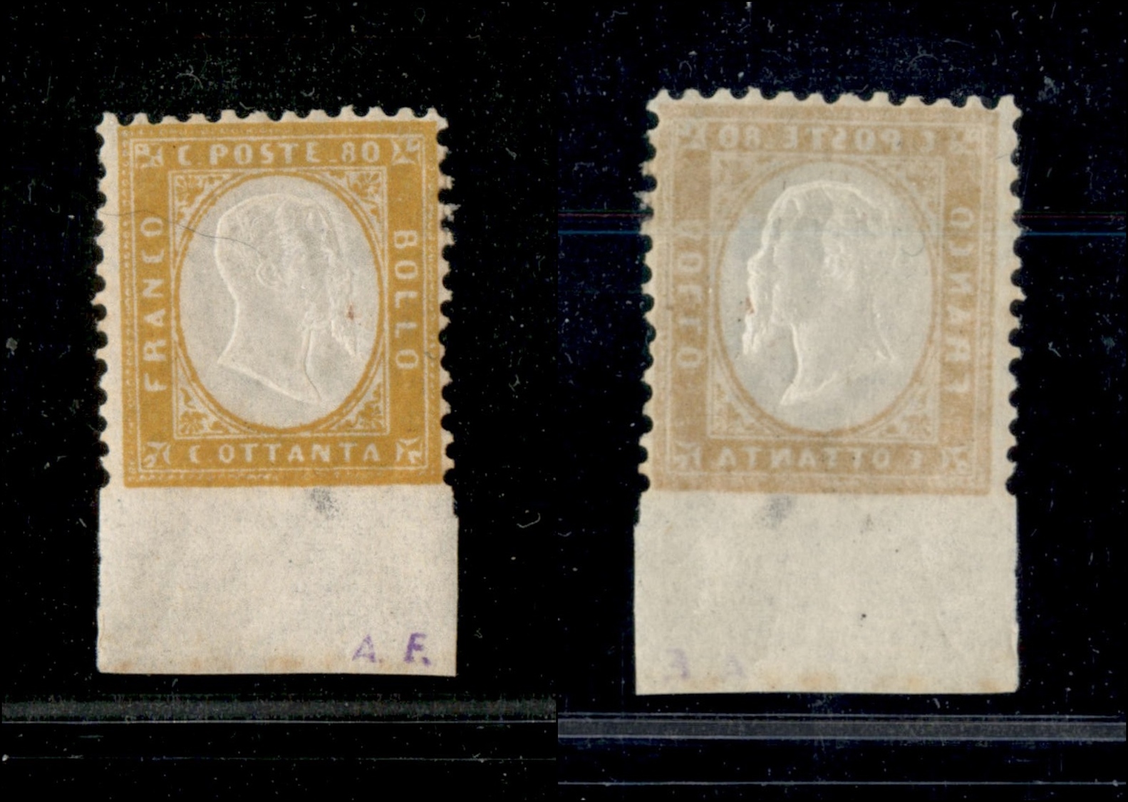 10363 REGNO - 1862 - 80 Cent (4l) Non Dentellato In Basso - Bordo Di Foglio - Gomma Integra (300) - Sonstige & Ohne Zuordnung