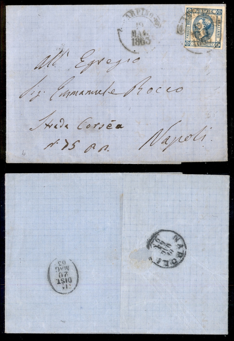 10370 REGNO - Arpino (Pt.4) - 15 Cent (12) Su Lettera Per Napoli Del 19.5.1863 - Other & Unclassified