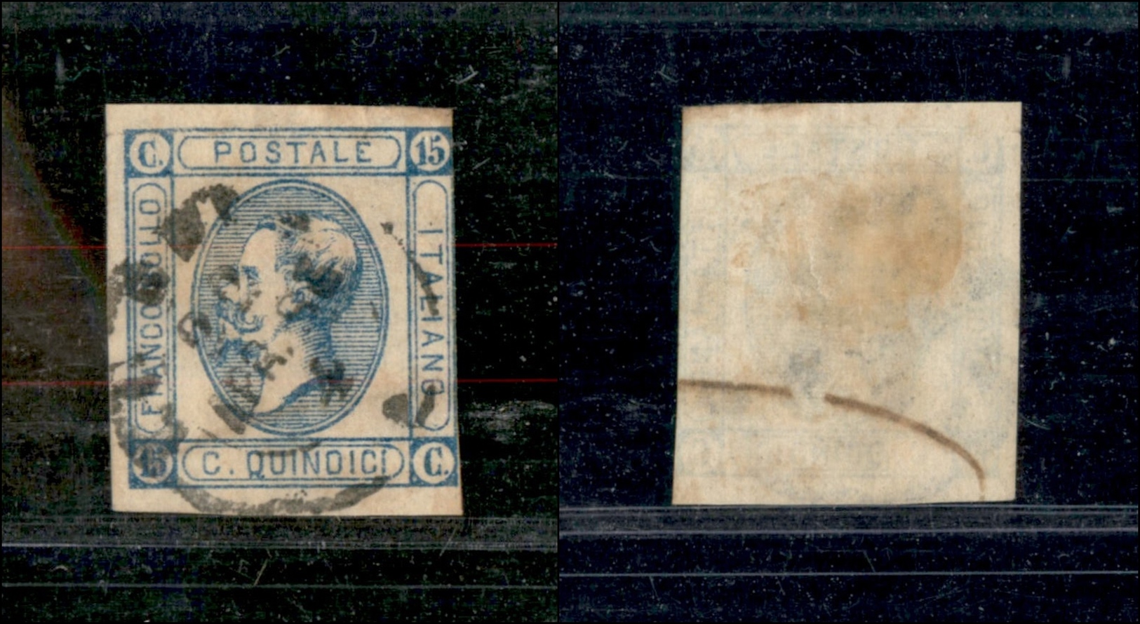 10371 REGNO - 1863 - 15 Cent Azzurro (13c+d) Ultima I Di Quindici Formata Da 3 Puntini E Linea Orizzontale Non Interrott - Other & Unclassified