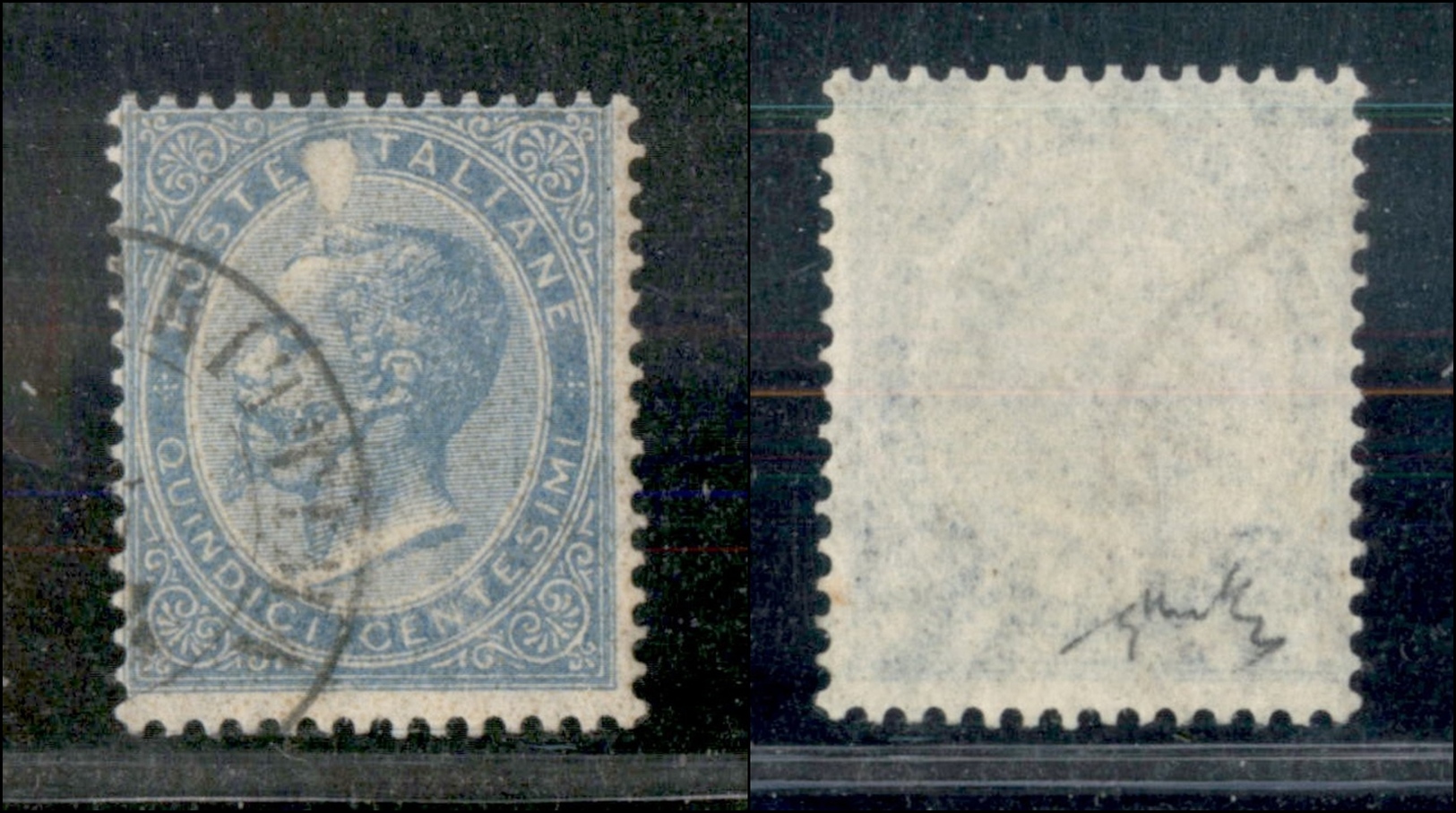10381 REGNO - 1863 - 15 Cent (18) - Bella Falla Di Stampa Dopo Poste - Non Catalogato - Chiavarello - Sonstige & Ohne Zuordnung