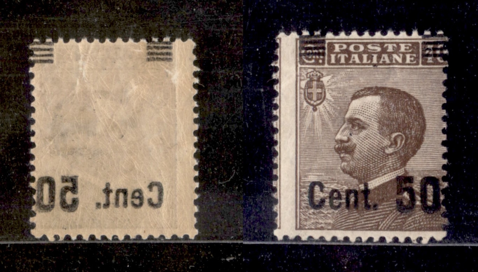 10478 REGNO - 1923/1927 - 50 Cent Su 40 Cent Michetti (139zc) - Decalco Della Soprastampa Spostato - Non Catalogato - Go - Autres & Non Classés