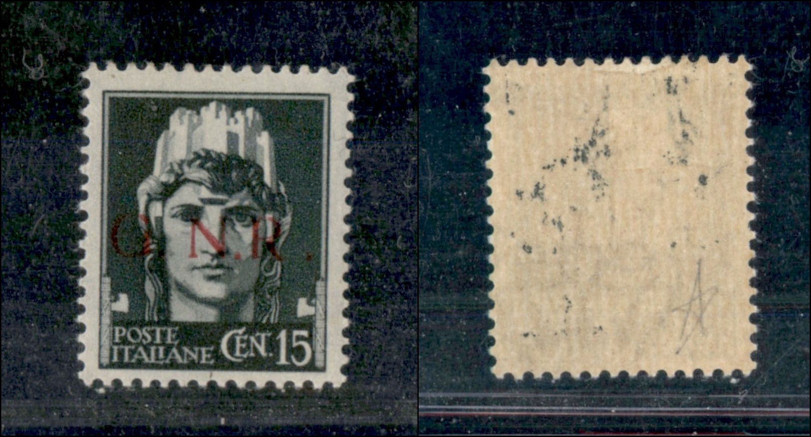 10763 REPUBBLICA SOCIALE - 1943 - GNR Brescia - 15 Cent (472/Il) - R Accostato (100) - Autres & Non Classés