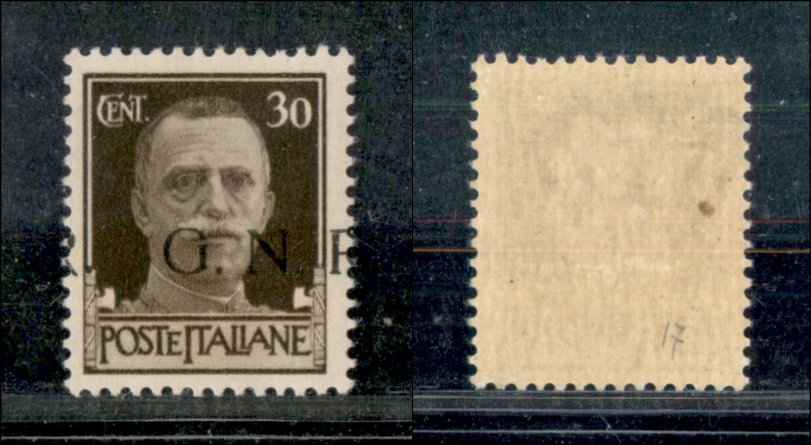 10778 REPUBBLICA SOCIALE - 1943 - GNR Brescia - 30 Cent (475/Ihcb) - R A Cavallo (150) - Autres & Non Classés