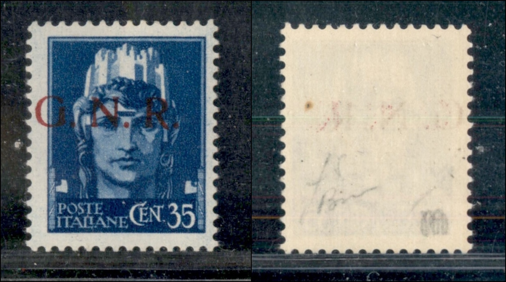 10782 REPUBBLICA SOCIALE - 1943 - GNR Brescia - 35 Cent (476/Ifd) - Non Catalogato - Soprastampa A Sinistra - Gomma Inte - Autres & Non Classés