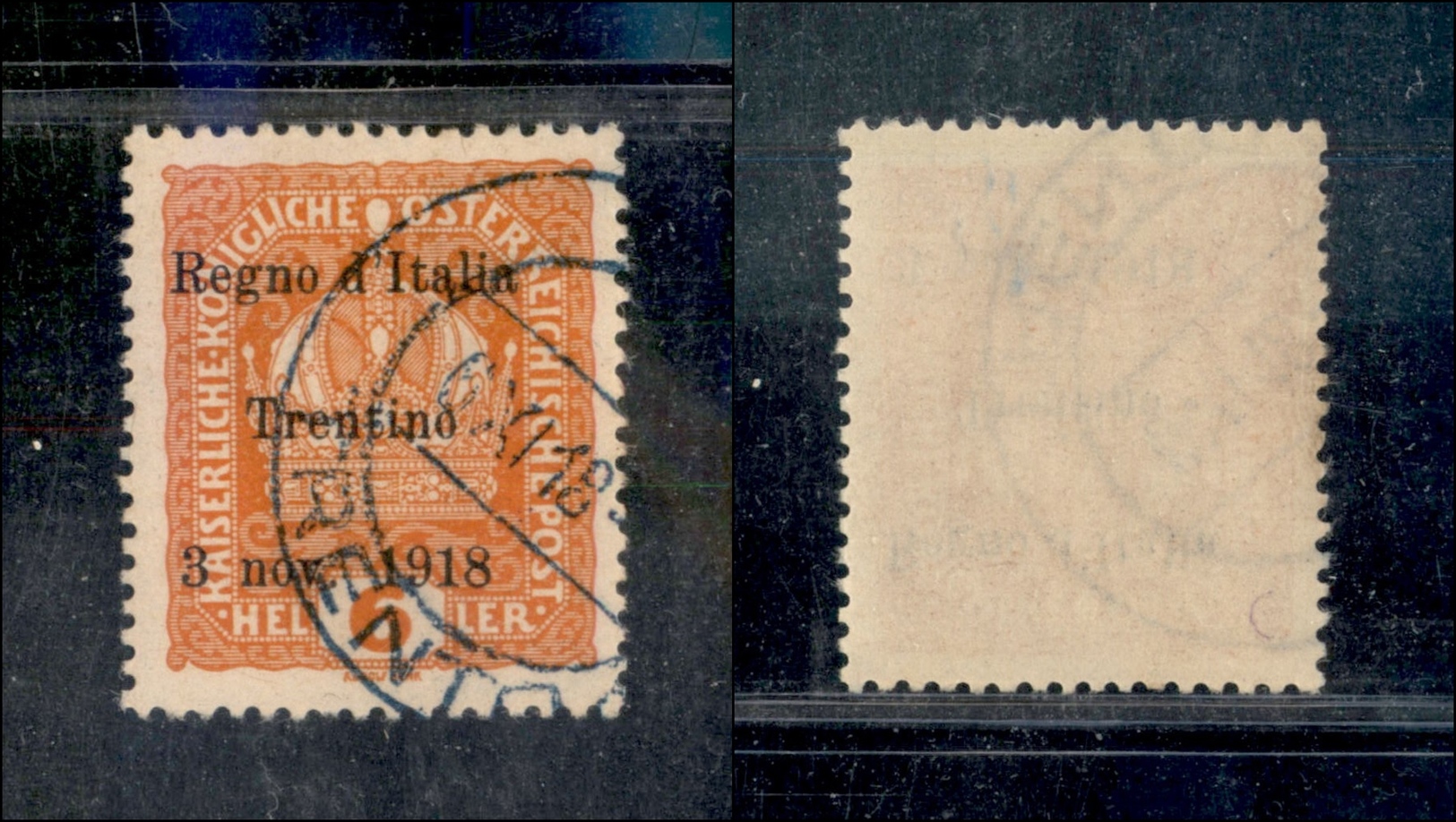 10923 OCCUPAZIONI - TRENTINO - 1918 - 6 Heller Arancio (3) Annullo Trento 6.11.1918 (azzurro) - Usati (200) - Autres & Non Classés