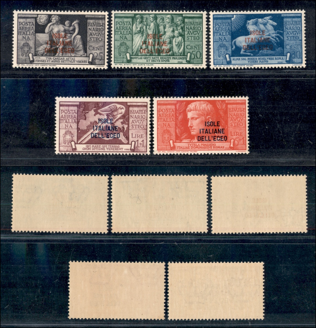 11283 COLONIE - EGEO - 1938 - Augusto Soprastampati A47/A51) - Serie Completa Di 5 Valori Di Posta Aerea - Gomma Integra - Autres & Non Classés