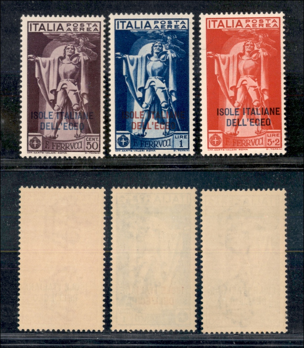 11284 COLONIE - EGEO - 1930 - Ferrucci Soprastampati (1/3 Posta Aerea) - Serie Completa Di 3 Valori - Gomma Integra (175 - Autres & Non Classés
