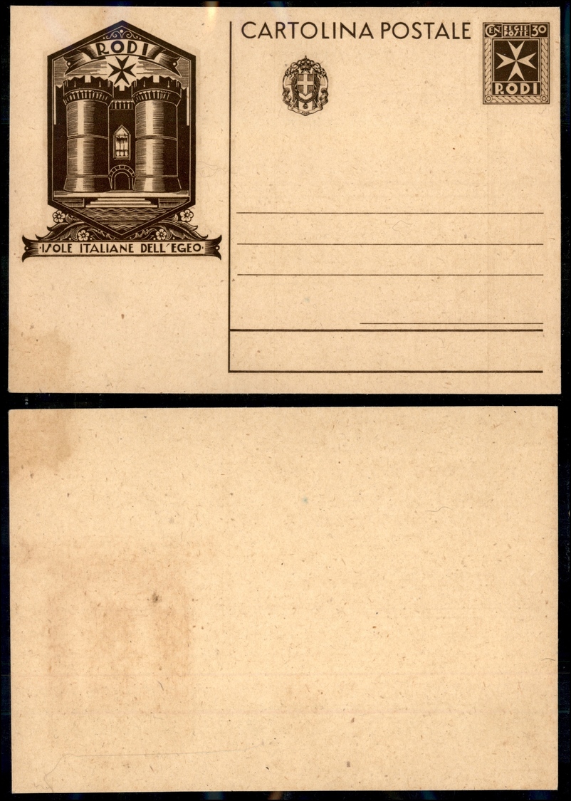 11288 COLONIE - EGEO - 1936 - Intero Postale 30 Cent Rodi (C1) - Nuovo - Altri & Non Classificati