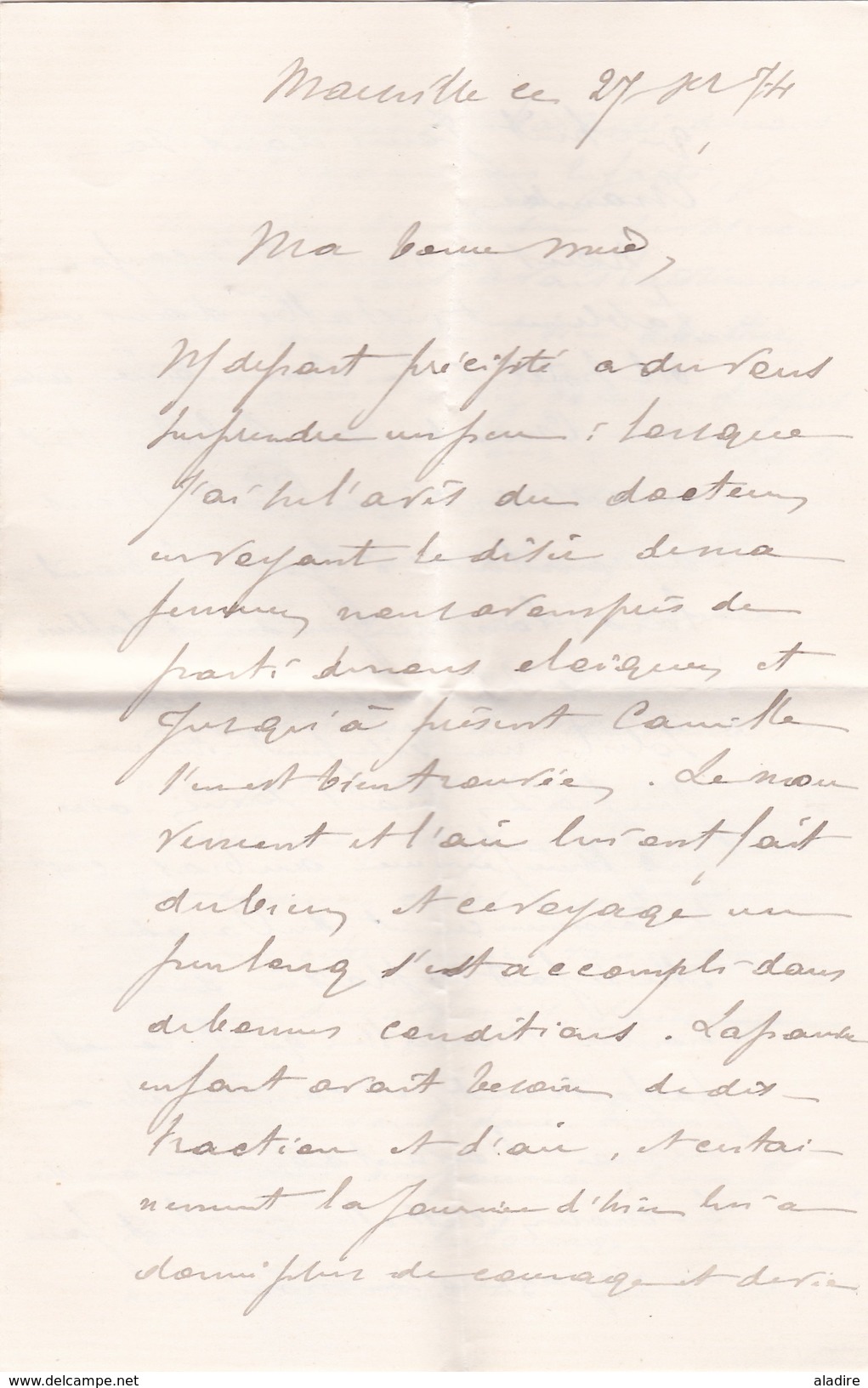 1874  25 C Ceres Bleu Foncé Sur  LAC Filiale De 4 Pages De Marseille Cours Du Chapître à Lyon - Cad Arrivée - 1849-1876: Période Classique