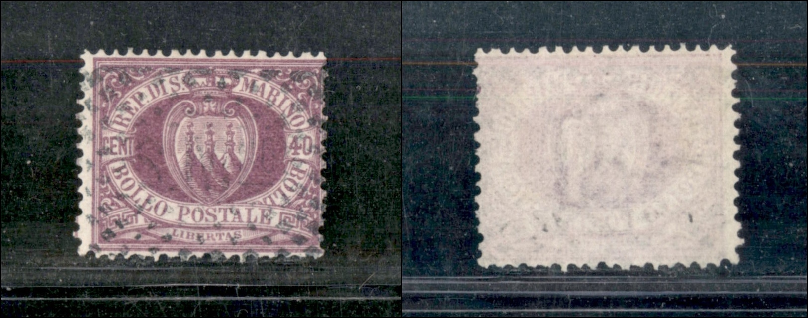 11687 SAN MARINO - 1877 - 40 Cent Cifra O Stemma (7) - Usato (160) - Autres & Non Classés