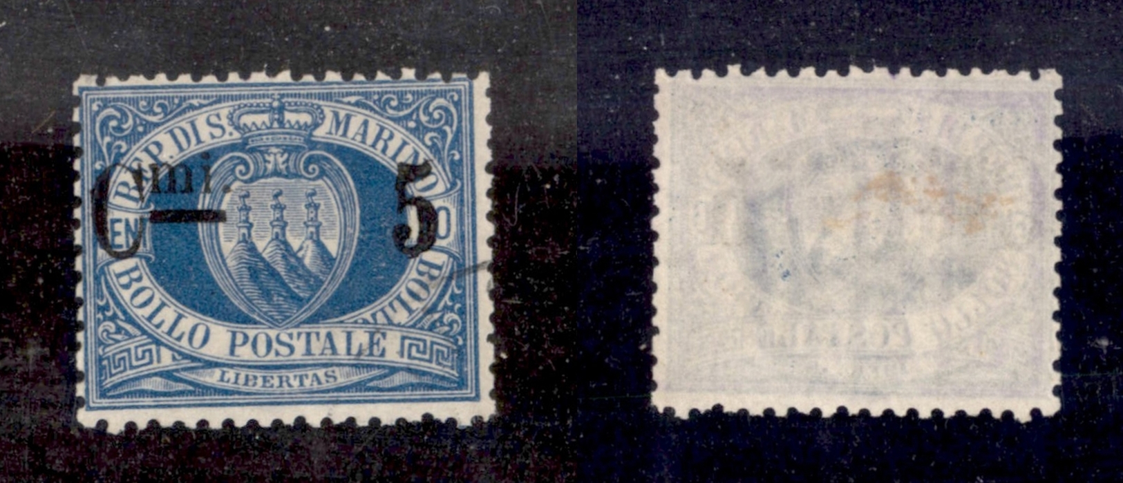 11691 SAN MARINO - 1892 - 5 Cent Su 10 Cent Stemma (8) - Usato (35) - Autres & Non Classés