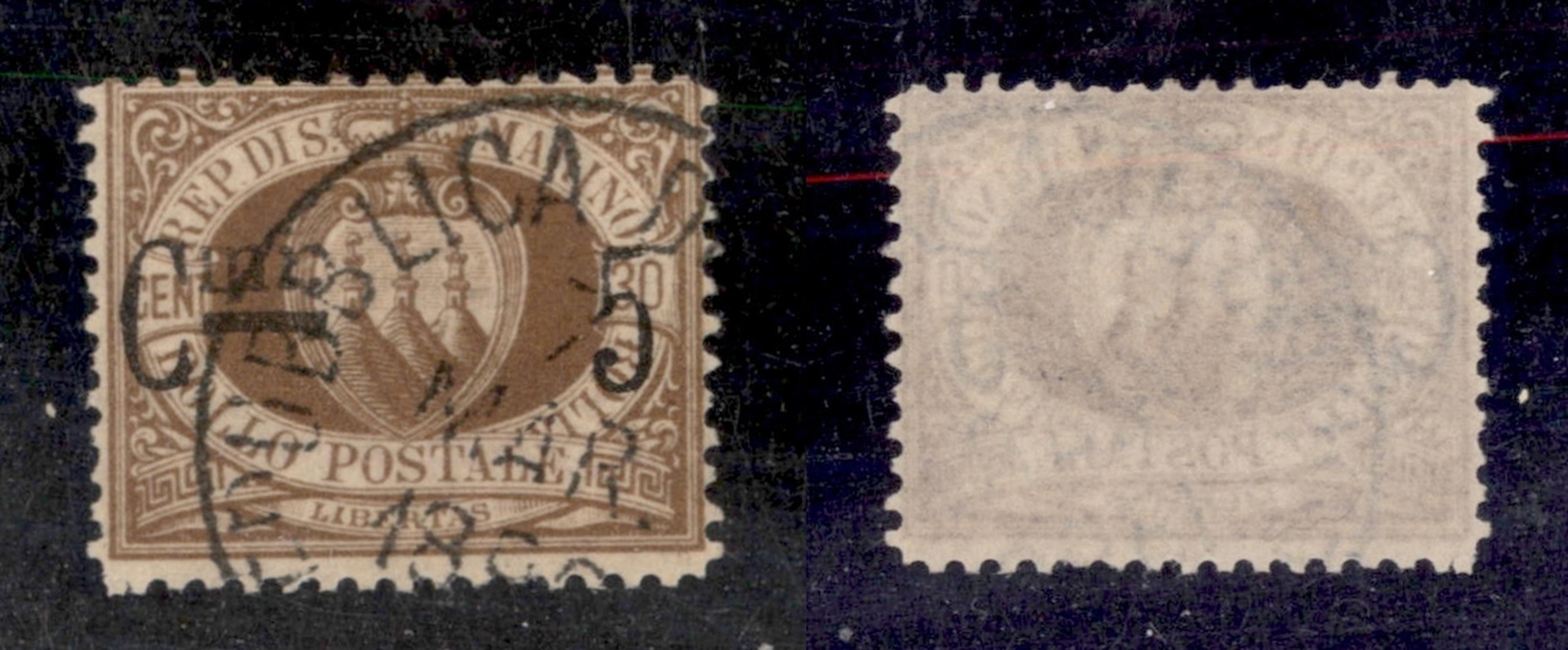 11696 SAN MARINO - 1892 - 5 Cent Su 30 Cent Stemma (9) - Usato (175) - Autres & Non Classés