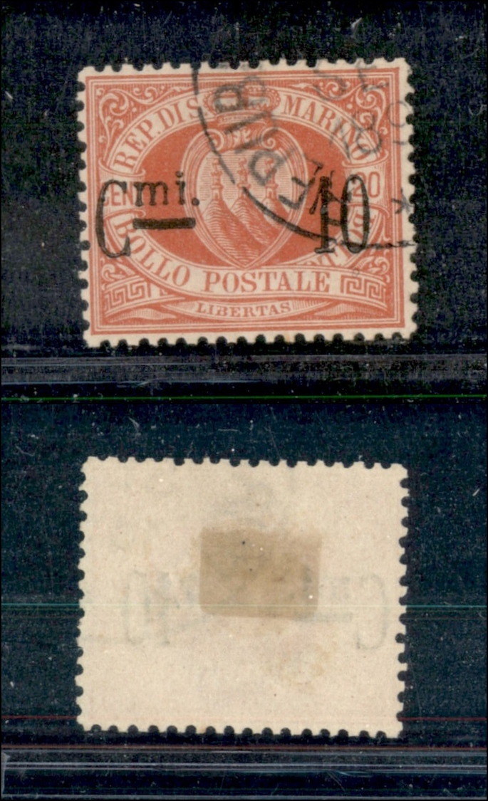 11705 SAN MARINO - 1892 - 10 Cent Su 20 Cent Stemma Soprastampato (10) - Discretamente Centrato - Usato (20+) - Autres & Non Classés