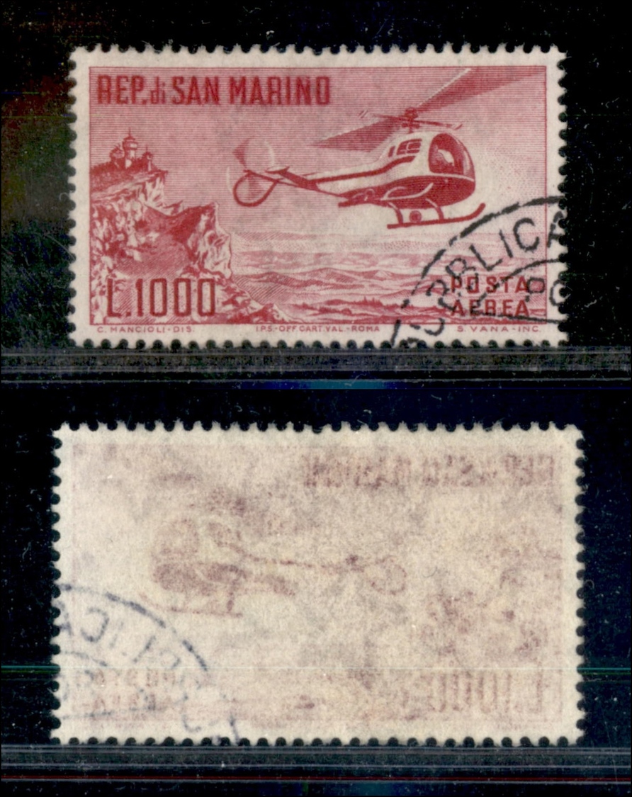 11857 SAN MARINO - P. AEREA - 1961 - 1000 Lire Elicottero (138 Posta Aerea) - Usato (45) - Autres & Non Classés