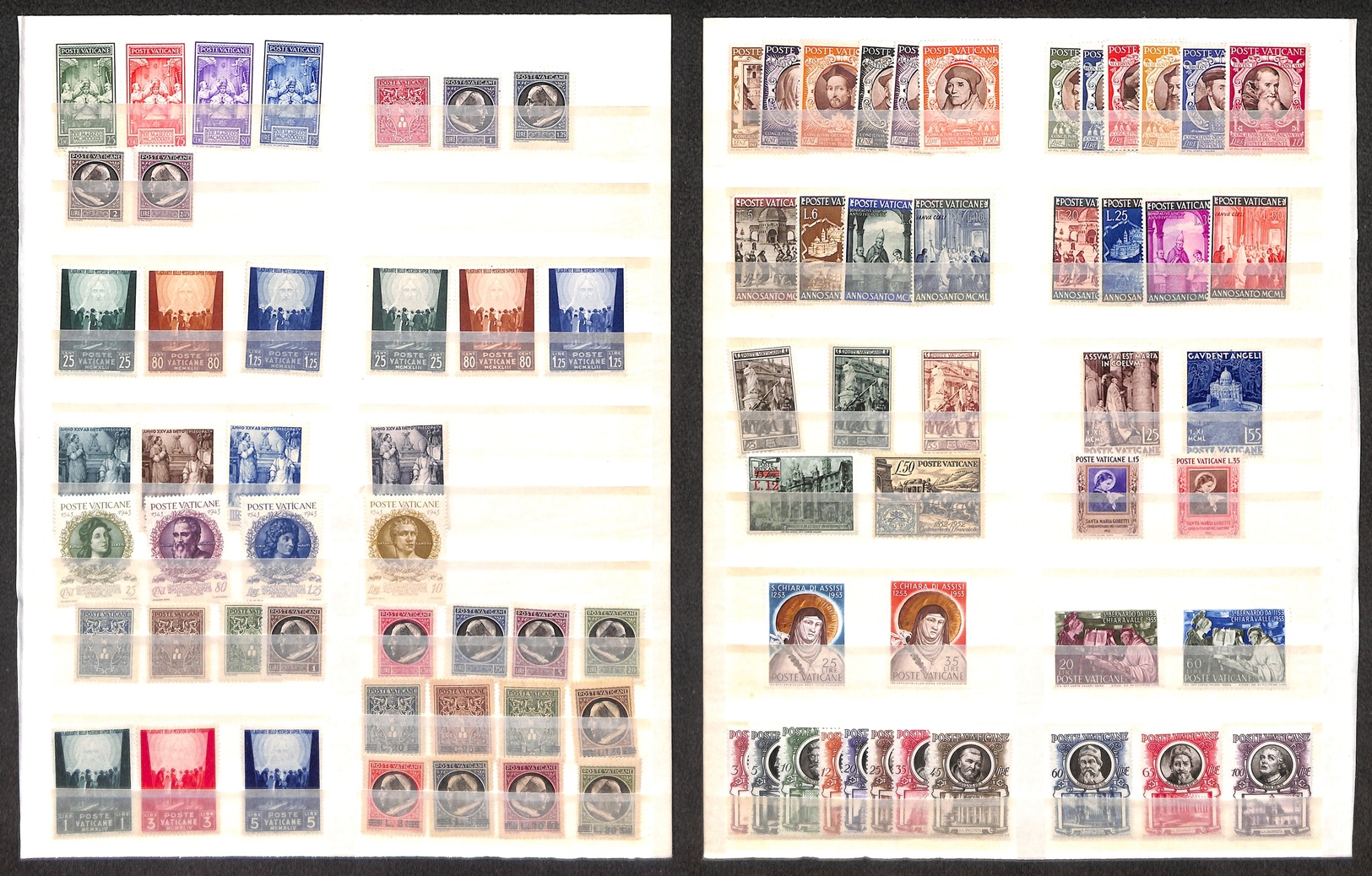 11919 VATICANO - 1939/1953 - Piccola Collezione Con Serie Complete Del Periodo In Una Pagina Di Raccoglitore - Gomma Int - Sonstige & Ohne Zuordnung