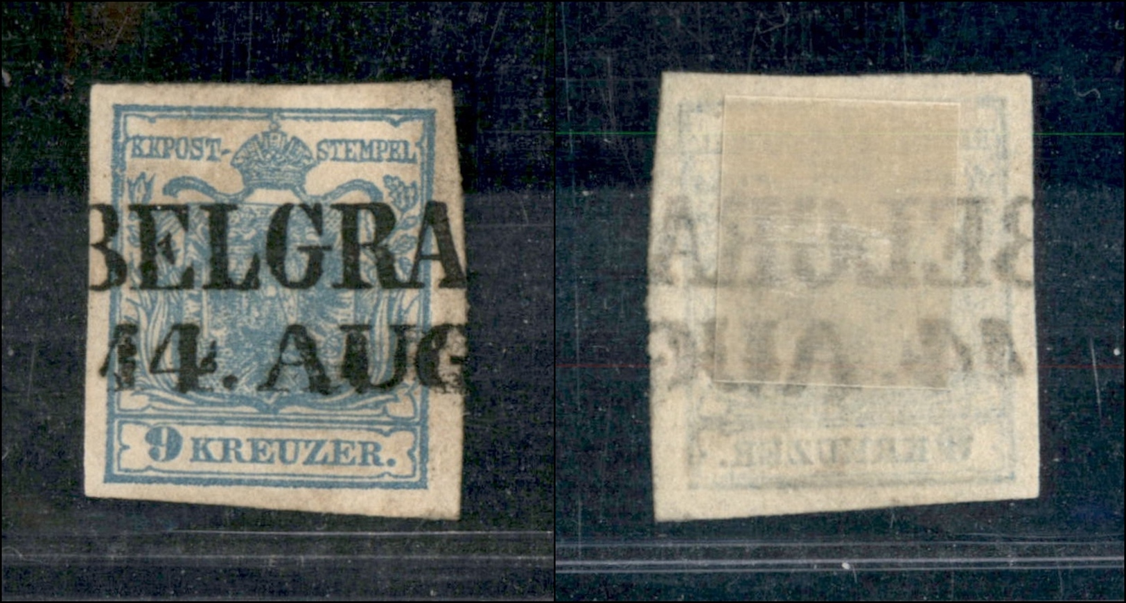 11941 ESTERO - AUSTRIA - AUSTRIA - 1850 - 9 Kreuzer Azzurro (5 Austria) - Usato A Belgrado 14.8 - Other & Unclassified