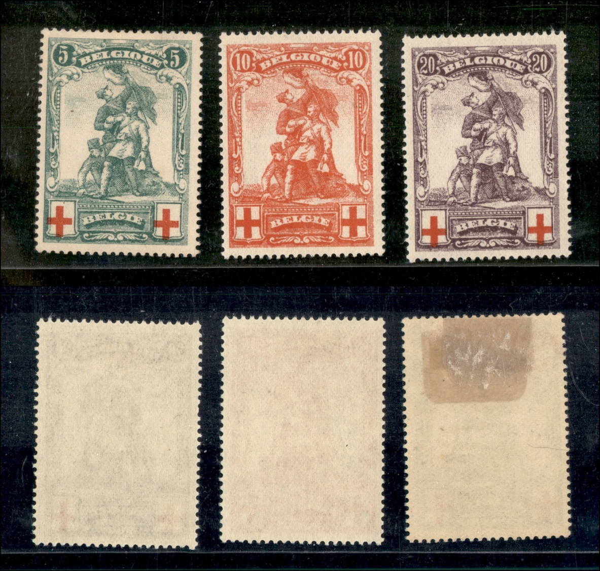 11949 ESTERO - BELGIO - BELGIO - 1914 - Croce Rossa (104/106) - Serie Completa Di 3 Valori - Nuovi Con Gomma (75) - Autres & Non Classés