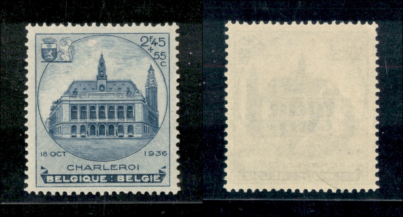 11961 ESTERO - BELGIO - BELGIO - 1936 - 2,45 Franchi + 55 Cent Mostra Filatelica Charleroi (433) - Nuovo Con Gomma (60) - Autres & Non Classés