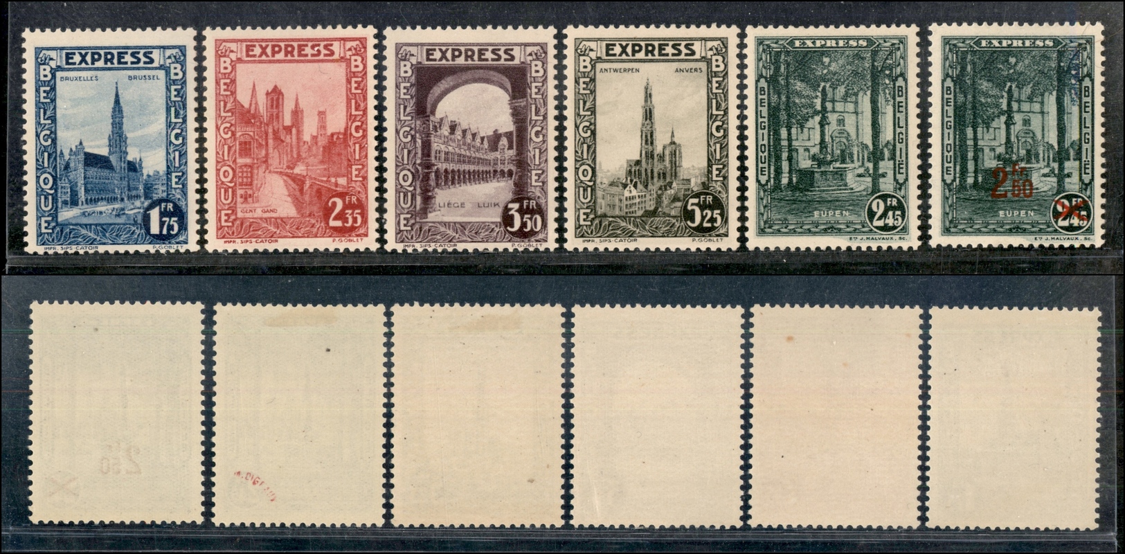 11968 ESTERO - BELGIO - BELGIO - 1929/1932 - Espressi (266/269 + 304 + 325) - Cartoncino Con 6 Valori Del Periodo (120) - Autres & Non Classés