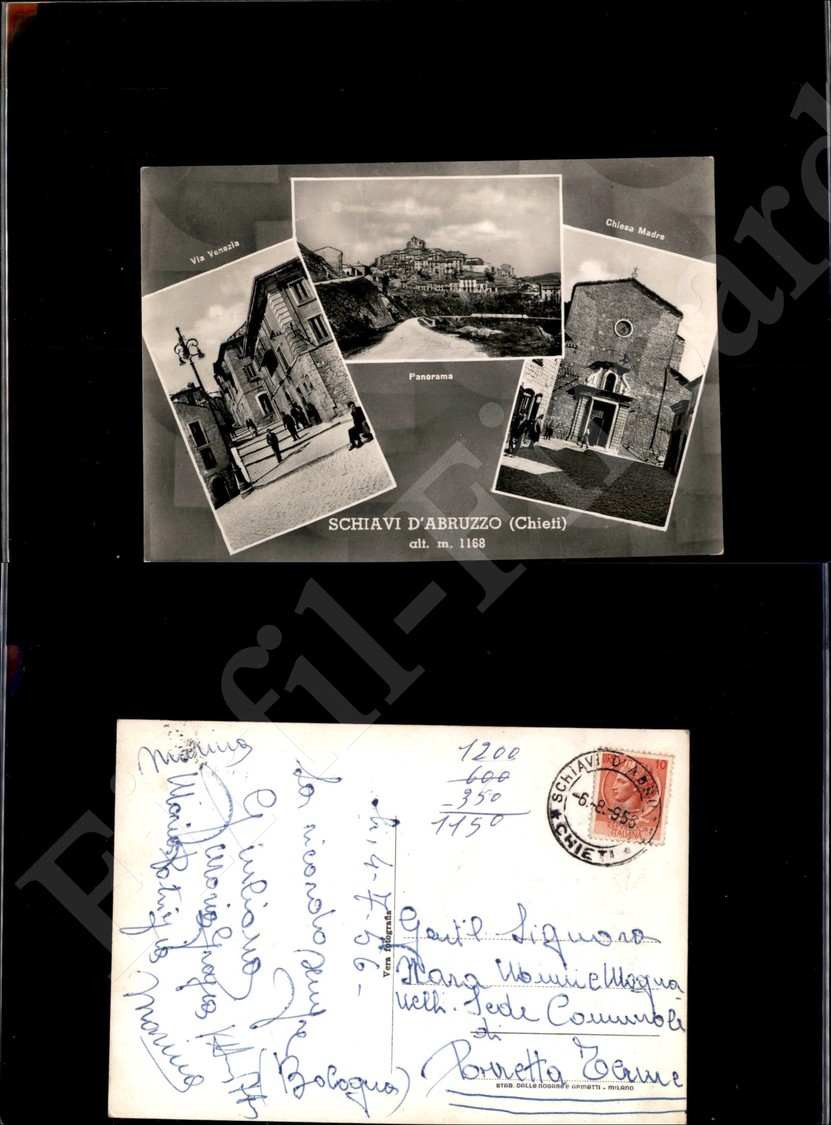 12198 Cartoline - Paesaggistiche - Abruzzo - Schiavi D'Abruzzo (CH) - 3 Immagini - 6.8.1956 - Other & Unclassified