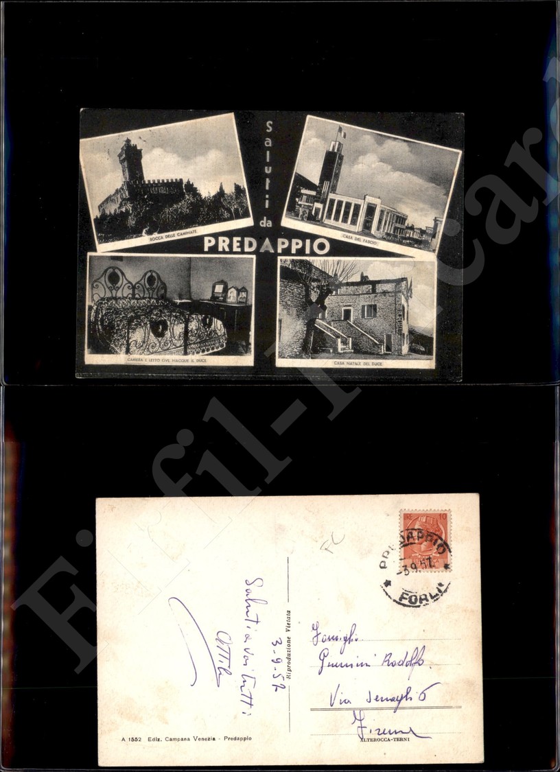 12212 Cartoline - Paesaggistiche - Emila Romagna - Predappio (FC) - Saluti Da, 4 Immagini - 3.9.1957 FG - Sonstige & Ohne Zuordnung