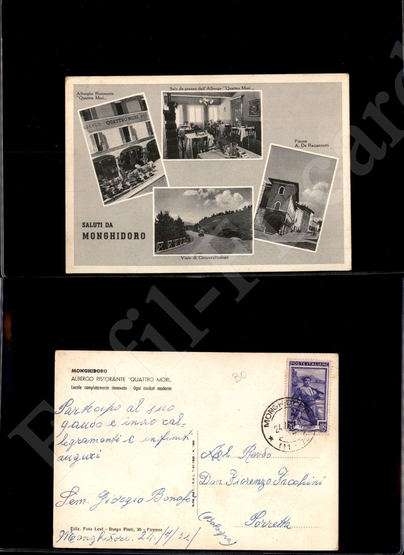 12218 Cartoline - Paesaggistiche - Emila Romagna - Monghidoro (BO) - Saluti Da, 4 Immagini - 24.7.1952 FG - Sonstige & Ohne Zuordnung