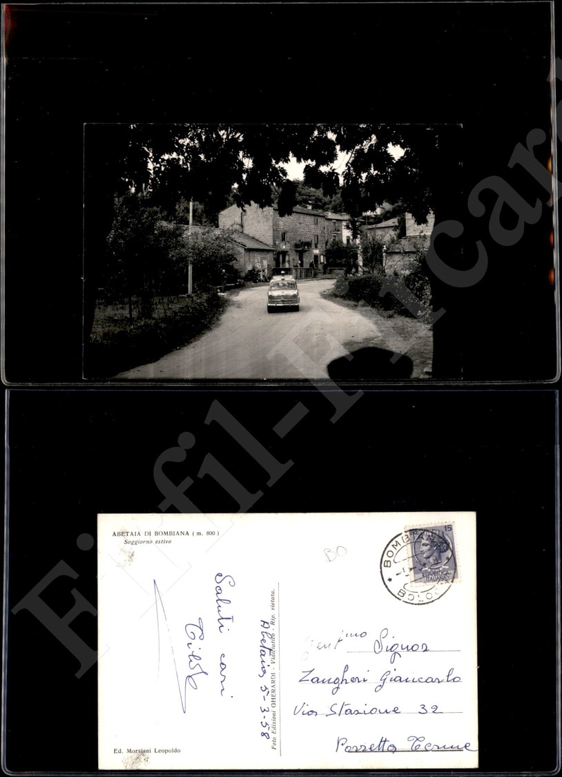 12221 Cartoline - Paesaggistiche - Emila Romagna - Abetaia Di Bombiana (BO) - Auto In Passaggio - 5.3.1958 FG - Autres & Non Classés