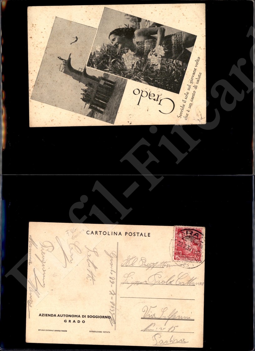 12226 Cartoline - Paesaggistiche - Friuli Venezia Giulia - Grado (GO) - 2 Immagini - 29.7.1939 FG - Autres & Non Classés