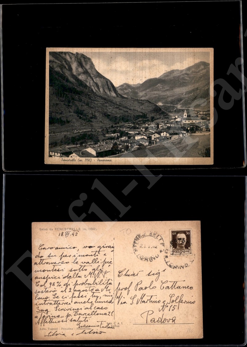 12227 Cartoline - Paesaggistiche - Piemonte - Fenestrelle (TO) - Panorama - 20.7.1942 FG - Autres & Non Classés