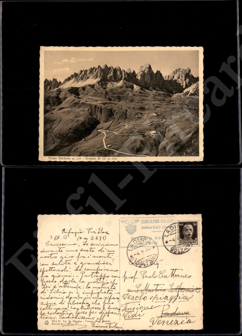 12234 Cartoline - Paesaggistiche - Trentino Alto Adige - Passo Gardena (TN) - Timbro Al Verso Rifugio Piz Boè - 4.8.1956 - Autres & Non Classés