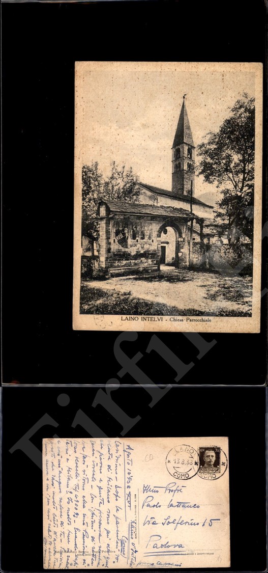 12239 Cartoline - Paesaggistiche - Lombardia - Laino Intelvi (CO) - Chiesa Parrocchiale - 13.8.1938 FG - Autres & Non Classés