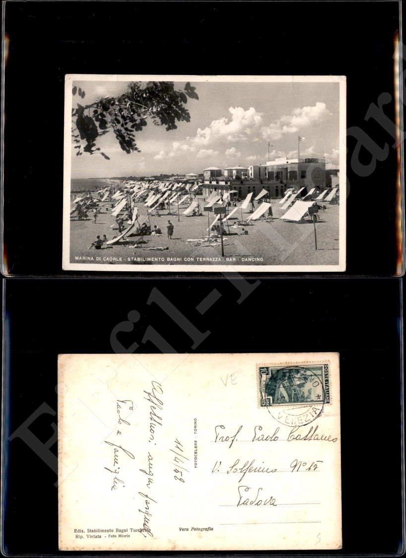 12244 Cartoline - Paesaggistiche - Veneto - Marina Di Caorle (VE) - Stabilimento Bagni - 12.4.1952 FG - Andere & Zonder Classificatie