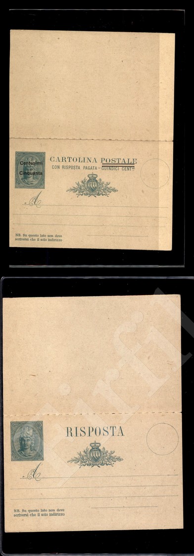 12500 Interi Postali - 1921, San Marino, Provvisorie, C.50 Su 15+R (C9), Nuova - Autres & Non Classés