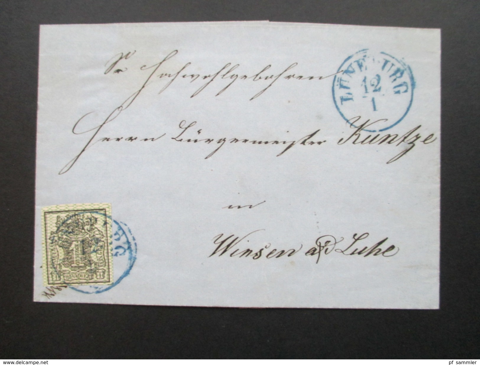 AD 1856 / 57 Hannover Nr. 9 EF K1 Lüneburg Nach Winsen / Luhe. Blauer Ankunftstempel R2 Winsen - Hanovre