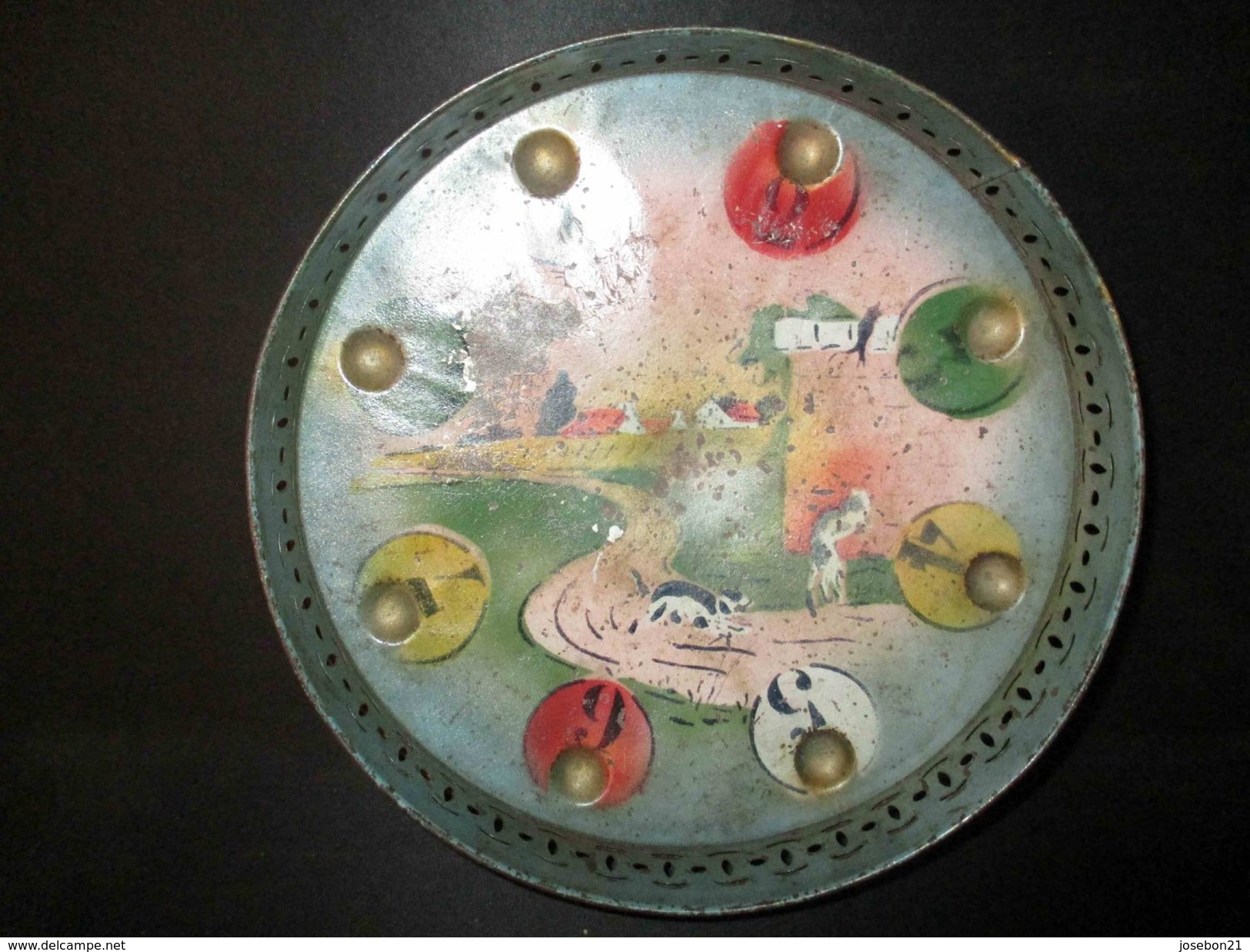 Ancien Plateau De Jeu Jouet Flipper Tôle Peinte Fin XIX ème - Jouets Anciens