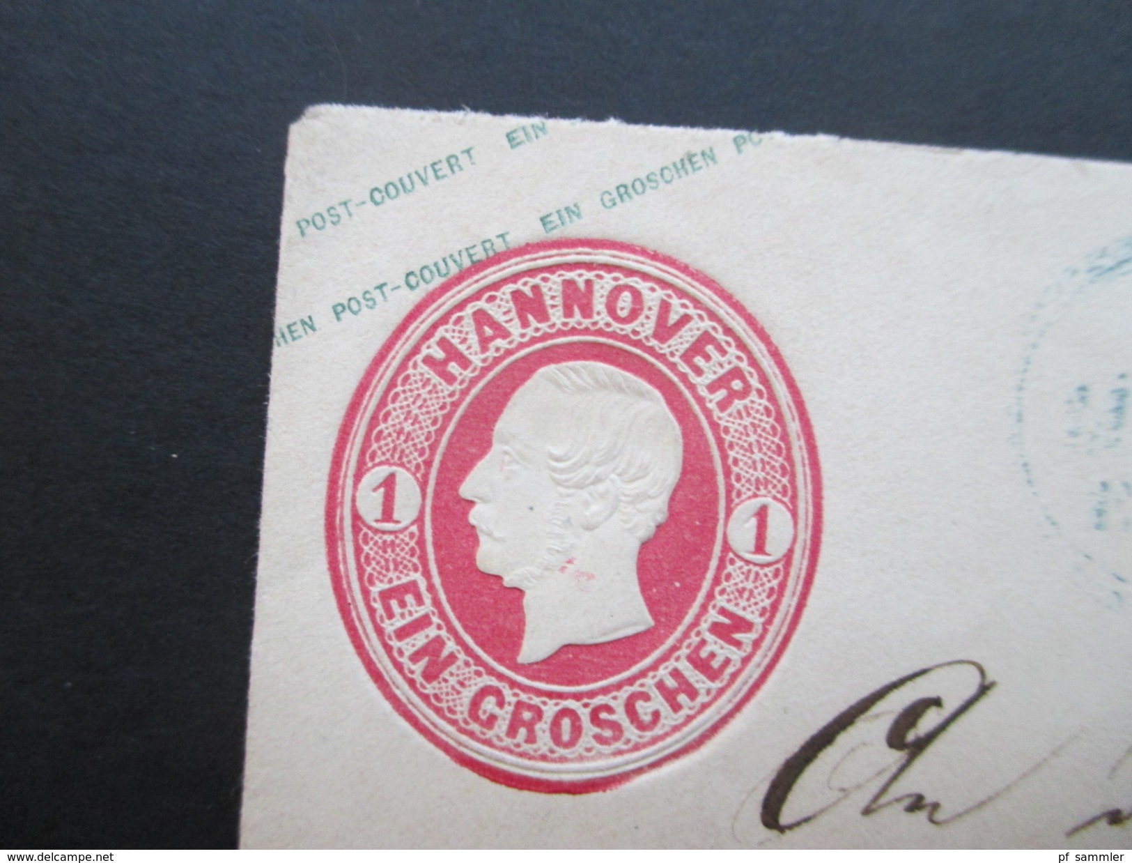 AD 1866 Hannover Ganzsachenumschlag Blauer L1 Lüneburg /Bahnpoststempel Hannover Harburg. Hamburg!! Lüneburger Eisenwerk - Hannover